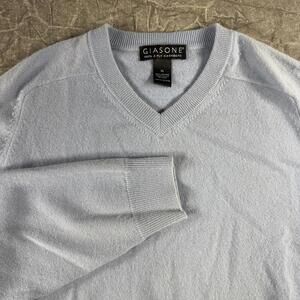 Giasone Sweater Men's XL Blue V-neck 2-ply Cashmere
